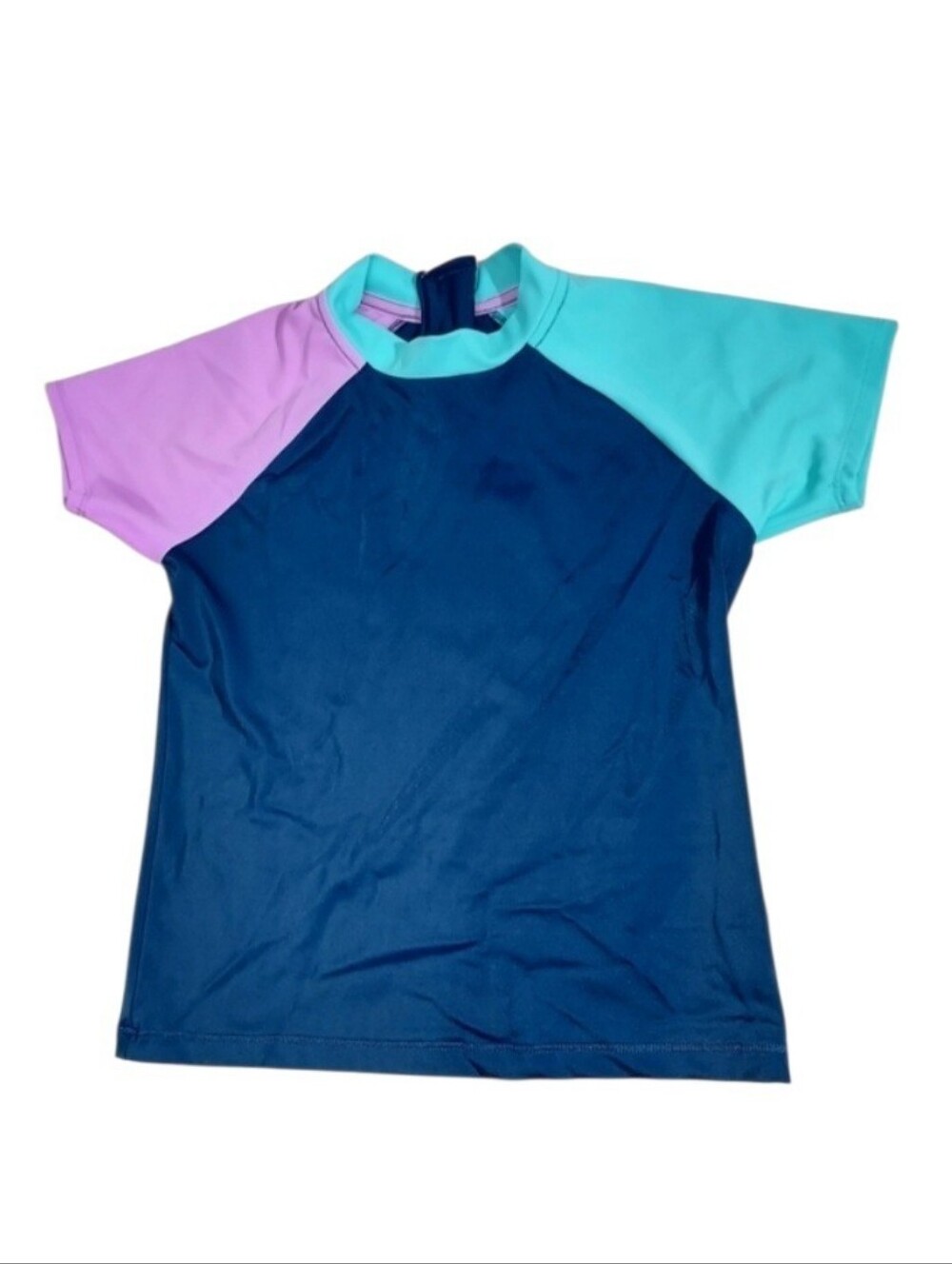 Athleta Girl navy blue short sleeved rashguard swim shirt 8-10